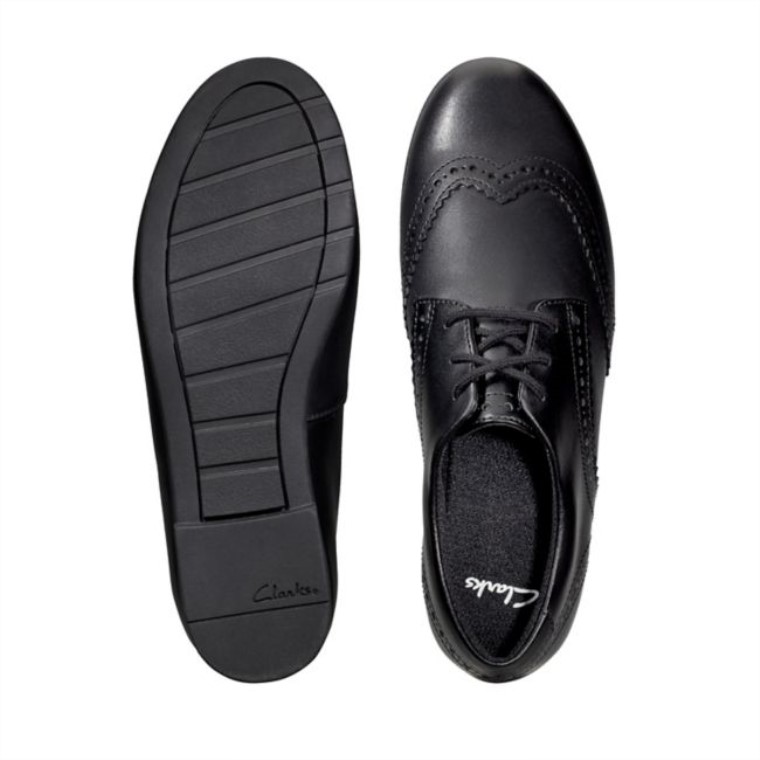 Scala Lace Juvenil Cuero Negro Clarks Cuero Negro