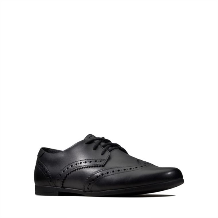 Scala Lace Juvenil Cuero Negro Clarks Cuero Negro