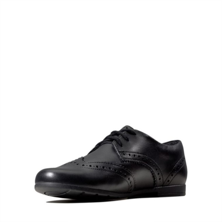 Scala Lace Juvenil Cuero Negro Clarks Cuero Negro