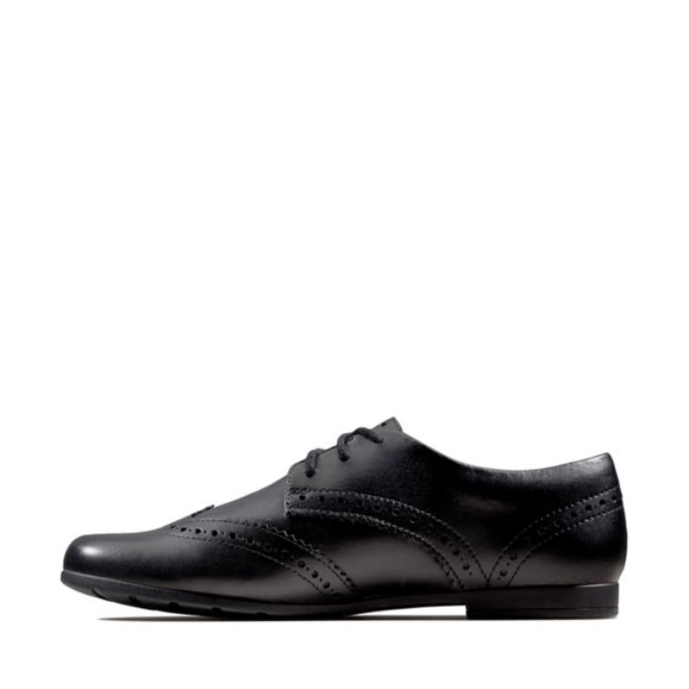 Scala Lace Juvenil Cuero Negro Clarks Cuero Negro