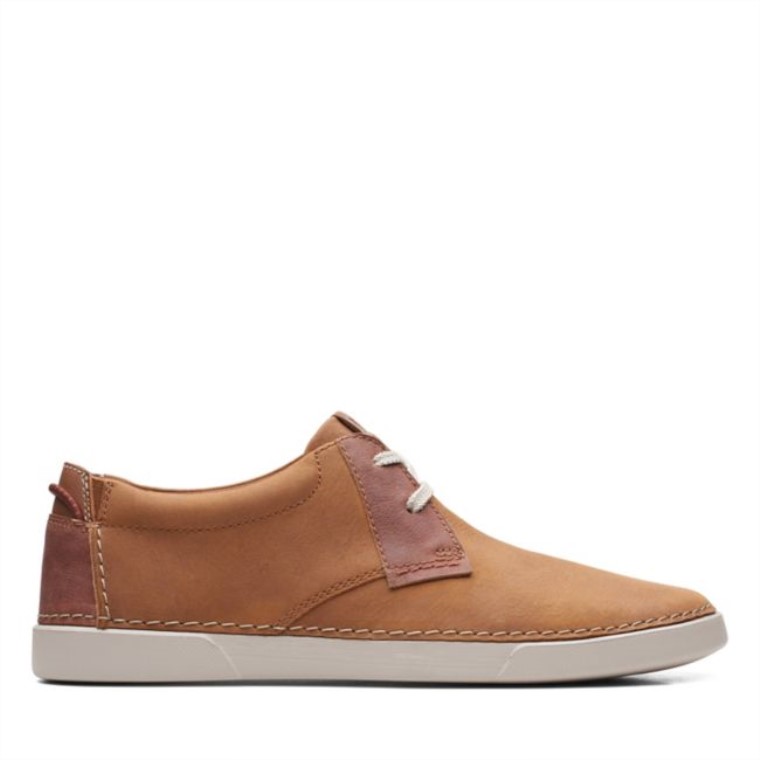 Cuero Marrón Clarks Gereld Bajo Cuero Marrón