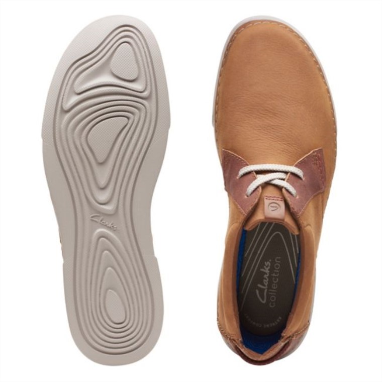 Cuero Marrón Clarks Gereld Bajo Cuero Marrón