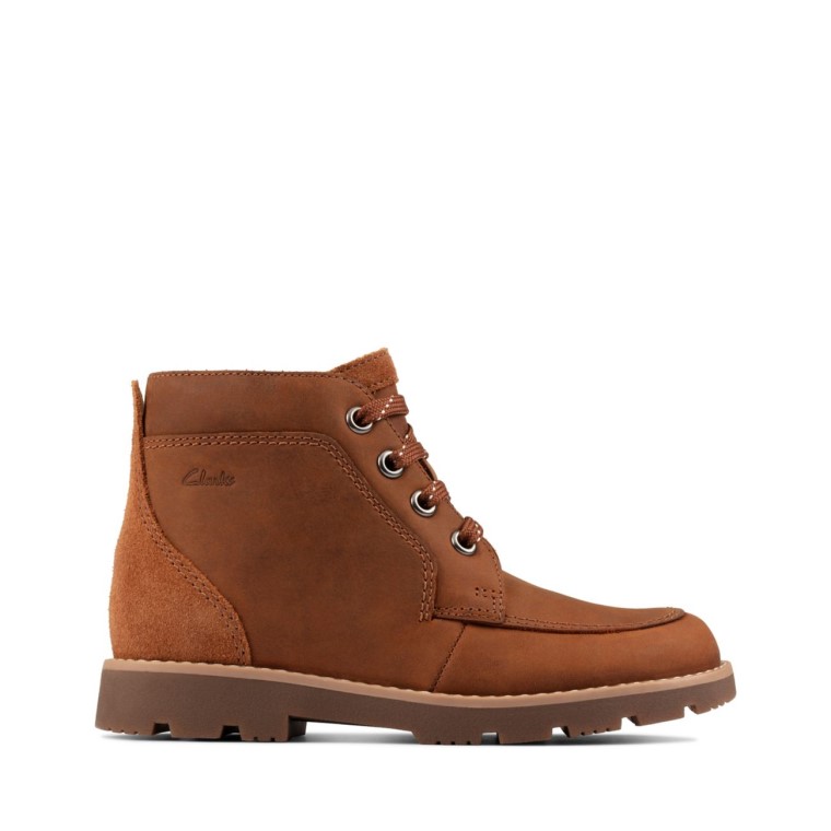 Marrón Cuero Heath Encaje Niño Marrón Cuero Clarks