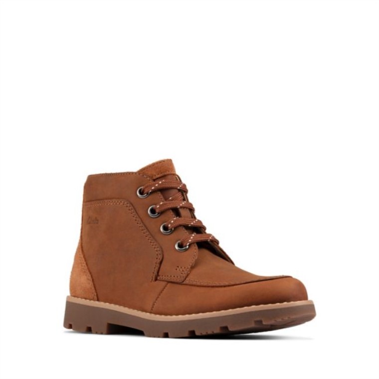 Marrón Cuero Heath Encaje Niño Marrón Cuero Clarks