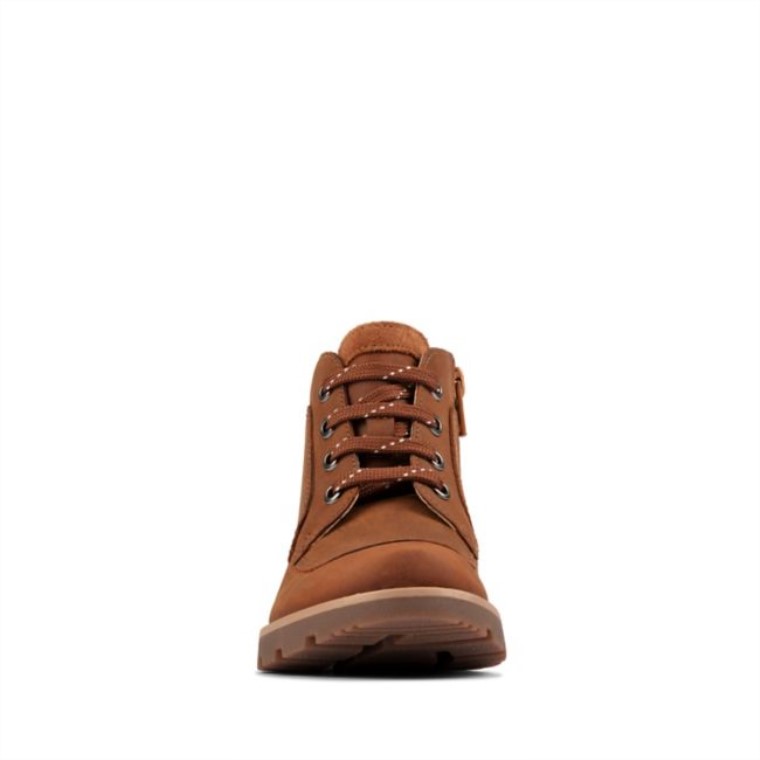 Marrón Cuero Heath Encaje Niño Marrón Cuero Clarks