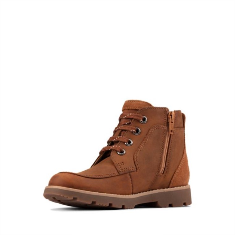 Marrón Cuero Heath Encaje Niño Marrón Cuero Clarks