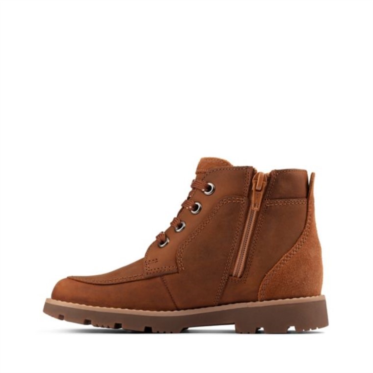 Marrón Cuero Heath Encaje Niño Marrón Cuero Clarks