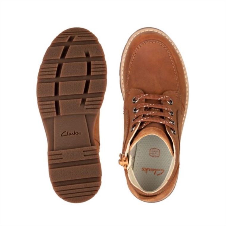 Marrón Cuero Heath Encaje Niño Marrón Cuero Clarks