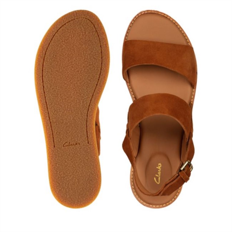 Tan Suede Clarks Karsea Strap Tan Suede