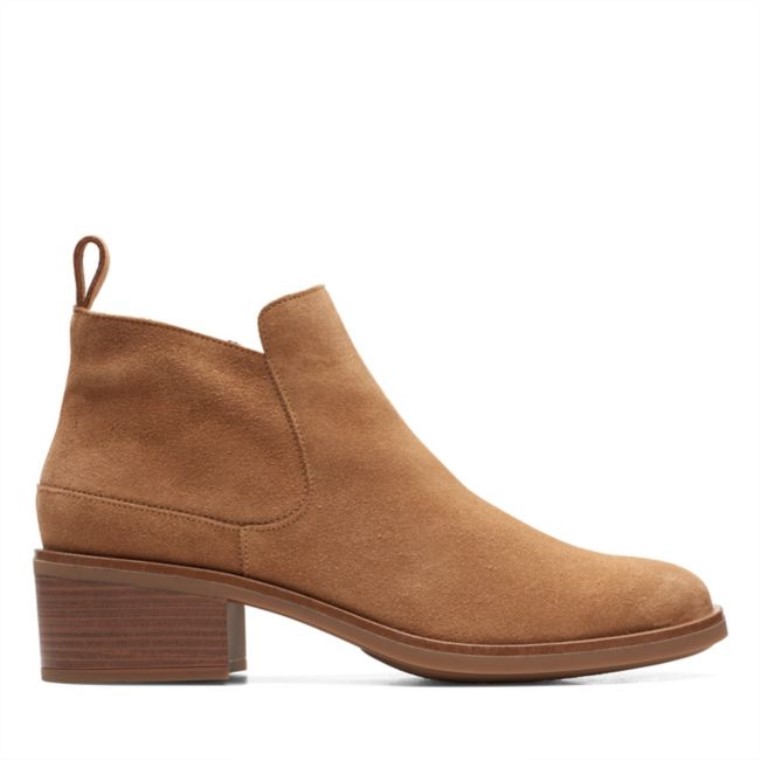 Tan Suede Clarks Memi Zip Tan Suede