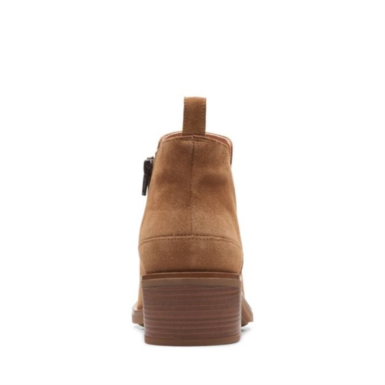 Tan Suede Clarks Memi Zip Tan Suede