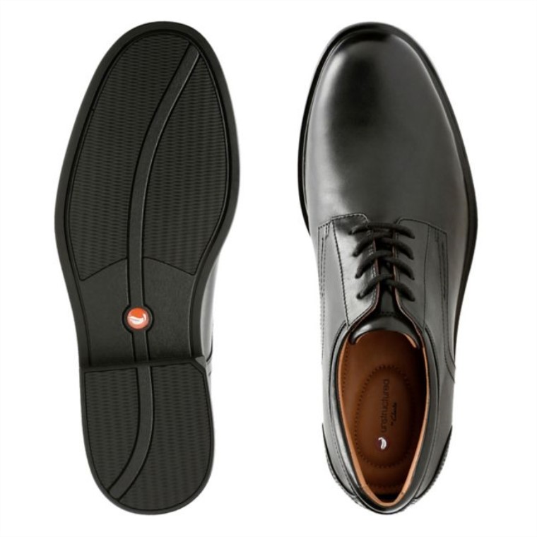 Un Aldric Encaje Cuero Negro Clarks Cuero Negro