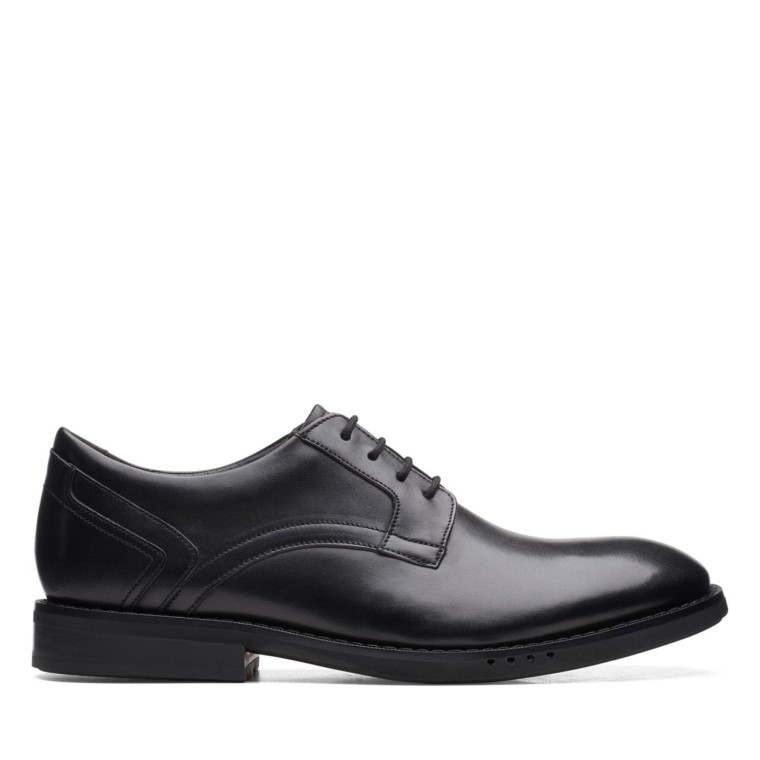 Un Hugh Encaje Cuero Negro Cuero Negro Clarks
