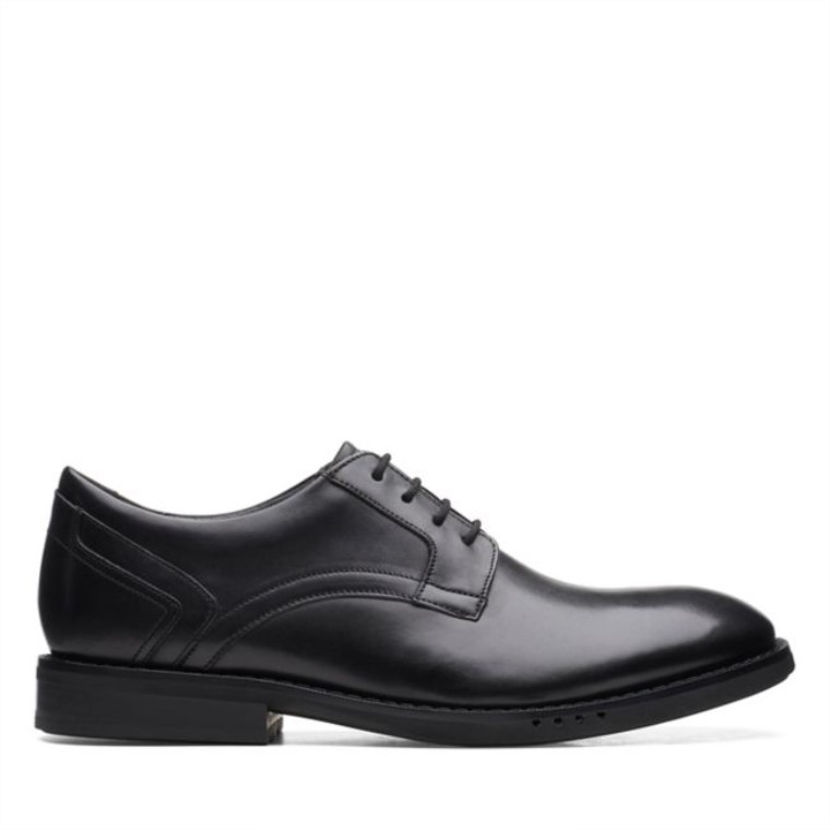 Un Hugh Encaje Cuero Negro Cuero Negro Clarks