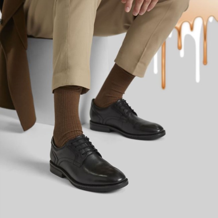 Un Hugh Encaje Cuero Negro Cuero Negro Clarks