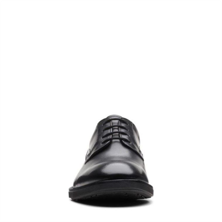 Un Hugh Encaje Cuero Negro Cuero Negro Clarks