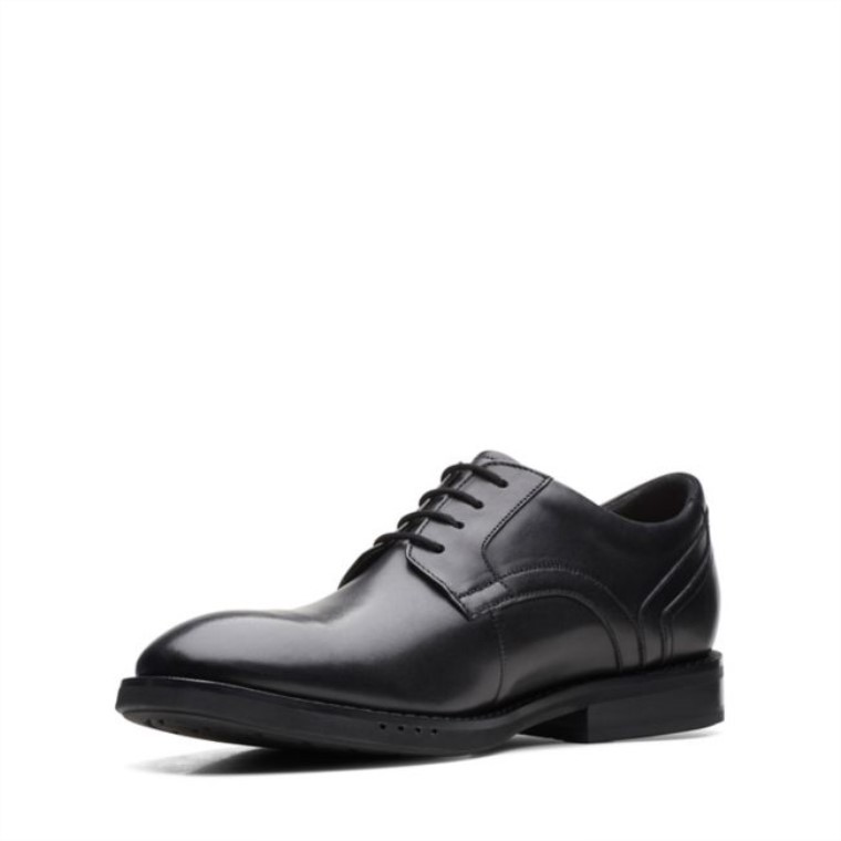 Un Hugh Encaje Cuero Negro Cuero Negro Clarks