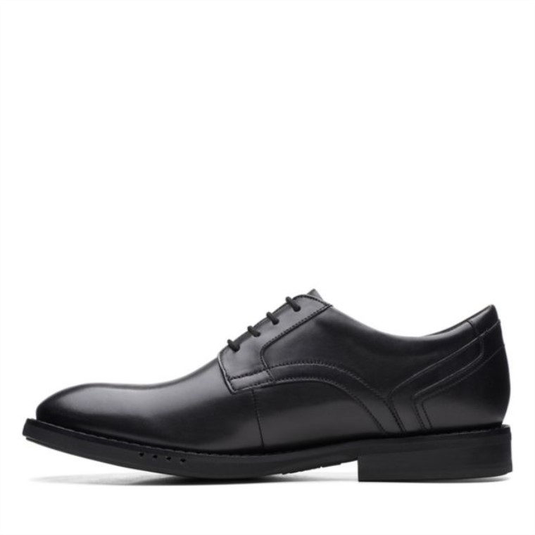 Un Hugh Encaje Cuero Negro Cuero Negro Clarks