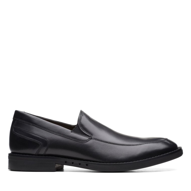 Un Hugh Step Cuero Negro Clarks Cuero Negro