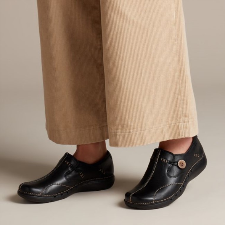 Un Loop Cuero Negro Clarks Cuero Negro