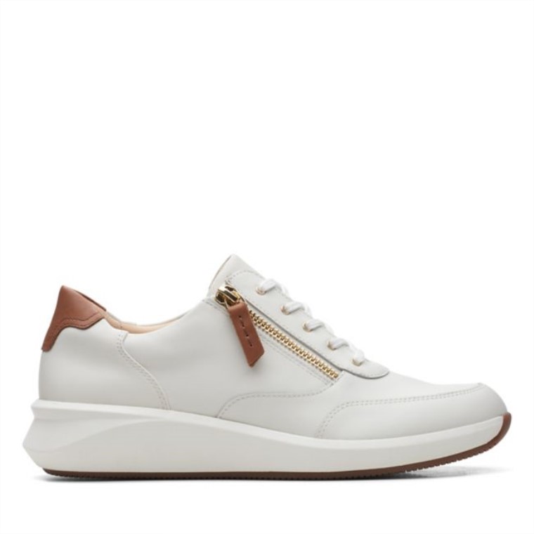 Un Rio Cremallera Cuero Blanco Clarks Cuero Blanco