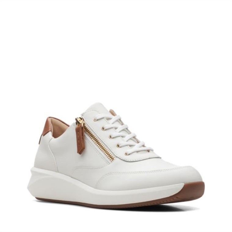 Un Rio Cremallera Cuero Blanco Clarks Cuero Blanco
