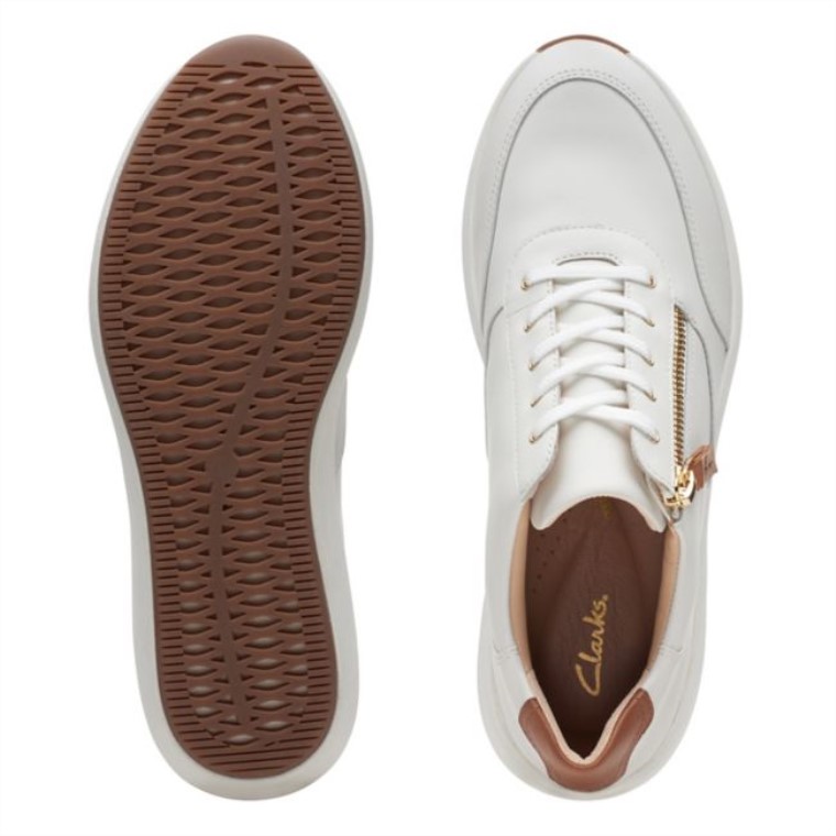 Un Rio Cremallera Cuero Blanco Clarks Cuero Blanco