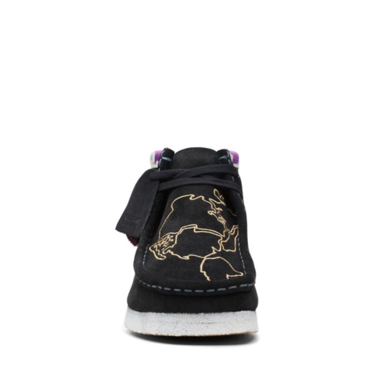 Botas Clarks Wallabee Negras Bordadas