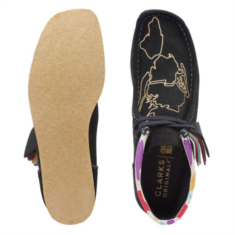 Botas Clarks Wallabee Negras Bordadas
