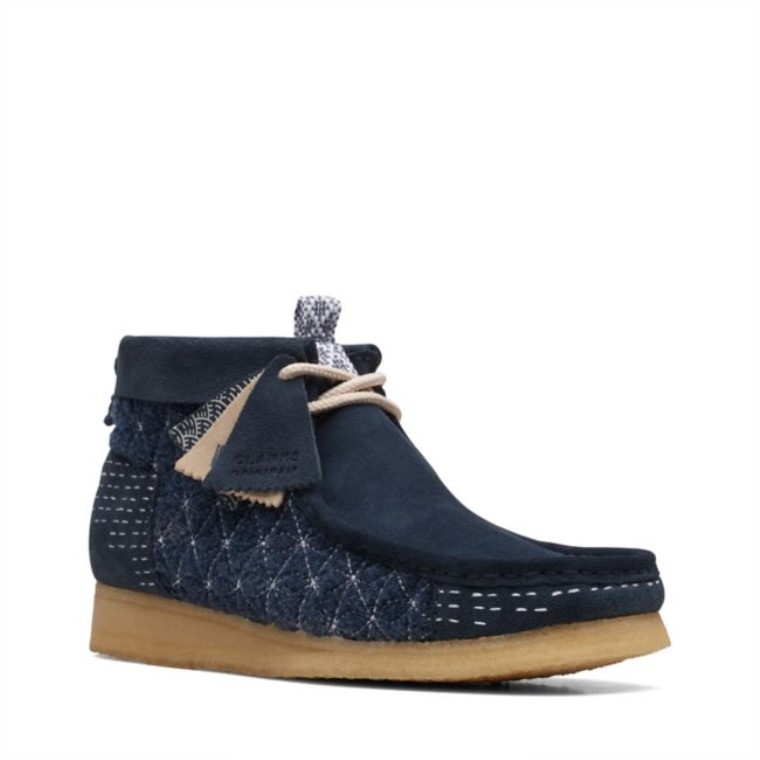 Botas Wallabee Azul Marino Sashiko Clarks Azul Marino Sashiko