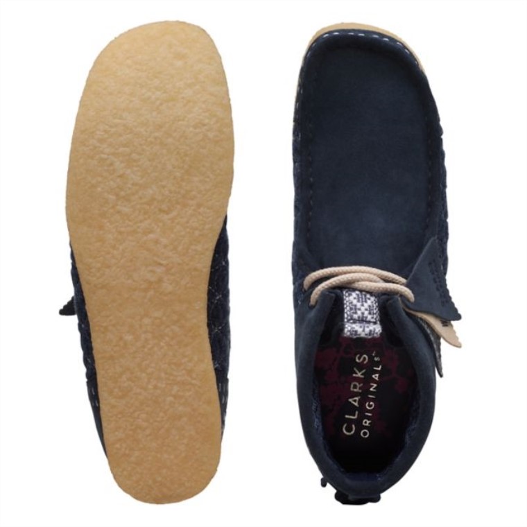 Botas Wallabee Azul Marino Sashiko Clarks Azul Marino Sashiko
