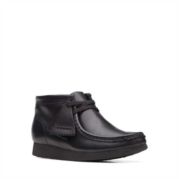 Bota Wallabee Old Cuero Negro Cuero Negro Clarks