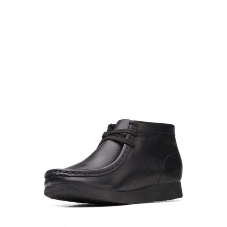 Bota Wallabee Old Cuero Negro Cuero Negro Clarks