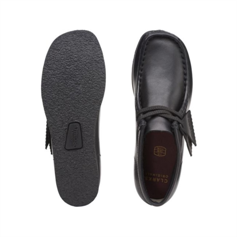 Bota Wallabee Old Cuero Negro Cuero Negro Clarks