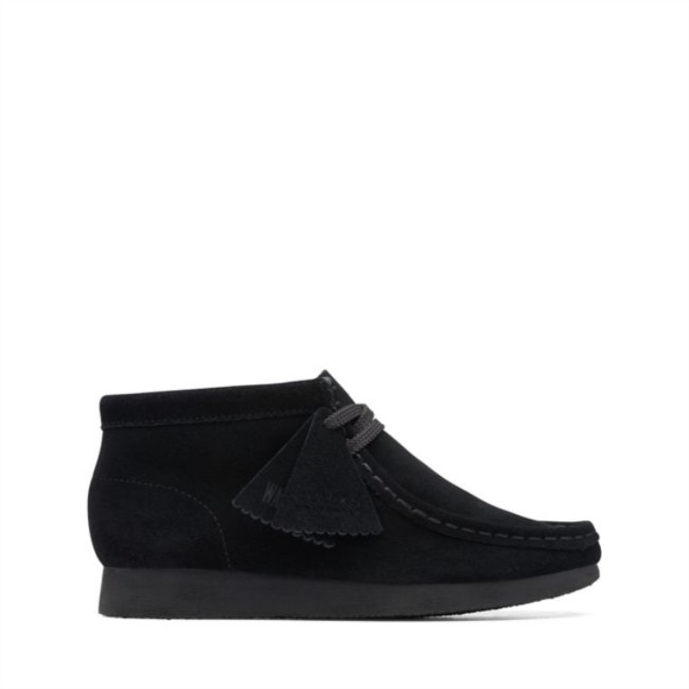 Bota Wallabee Old Black Suede Clarks Black Suede
