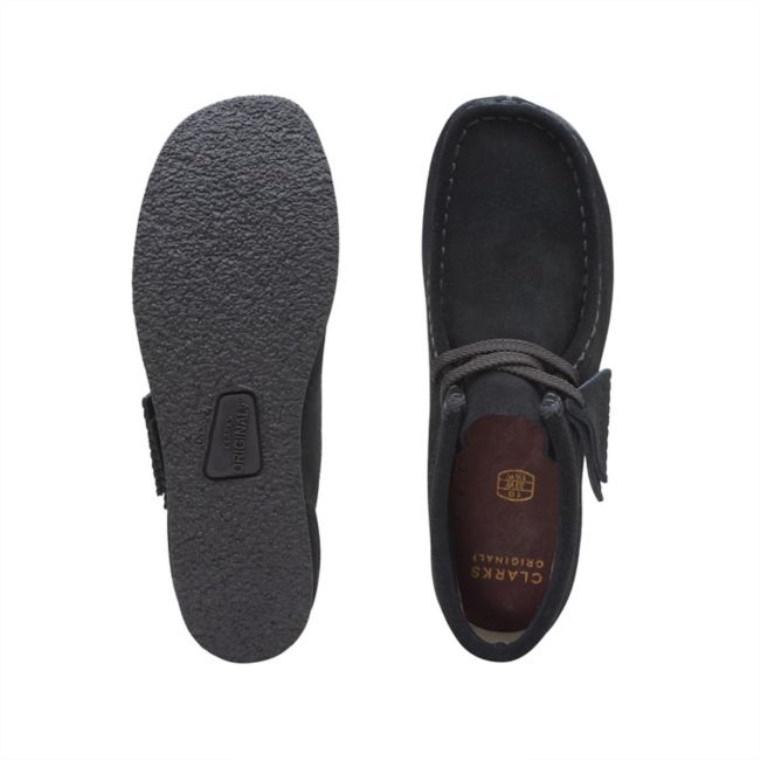 Bota Wallabee Old Black Suede Clarks Black Suede