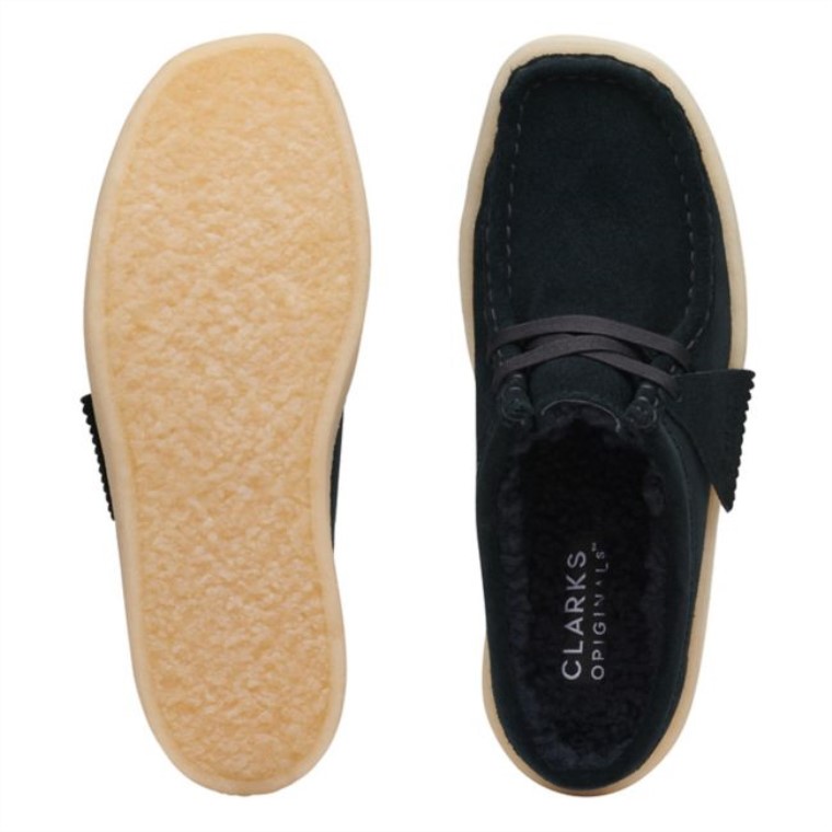 Copa Wallabee Lo Gamuza Negra Forrada Clarks Gamuza Negra Forrada