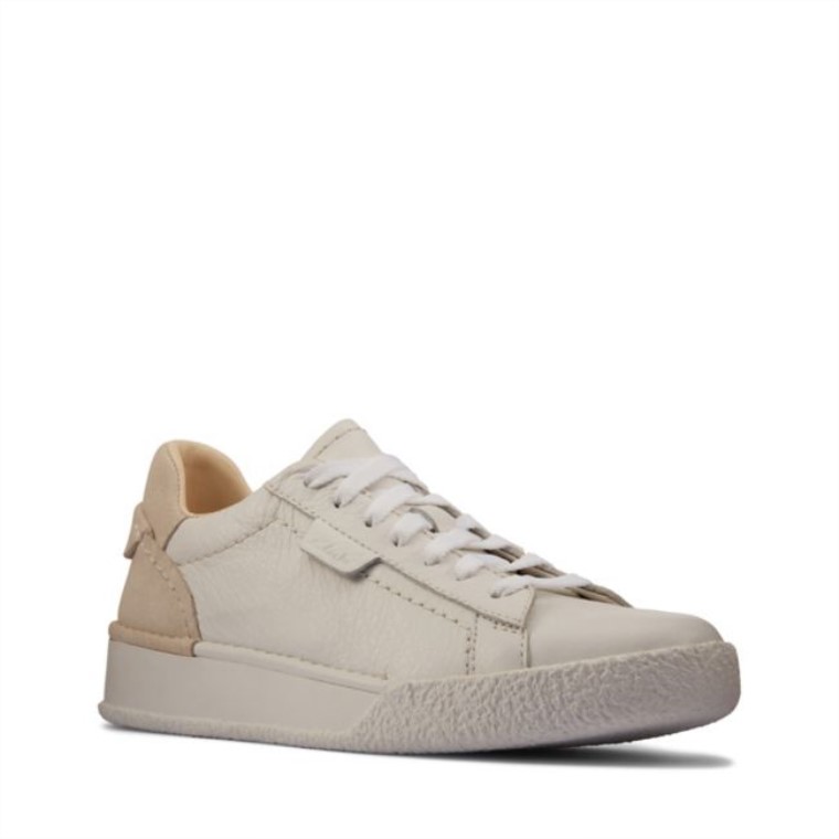 Cuero Blanco Clarks Craft Cup Encaje Cuero Blanco