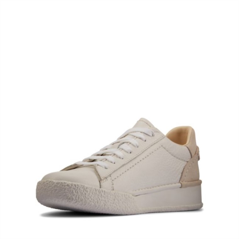 Cuero Blanco Clarks Craft Cup Encaje Cuero Blanco