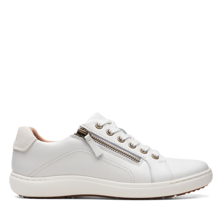 Cuero Blanco Clarks Nalle Encaje Cuero Blanco