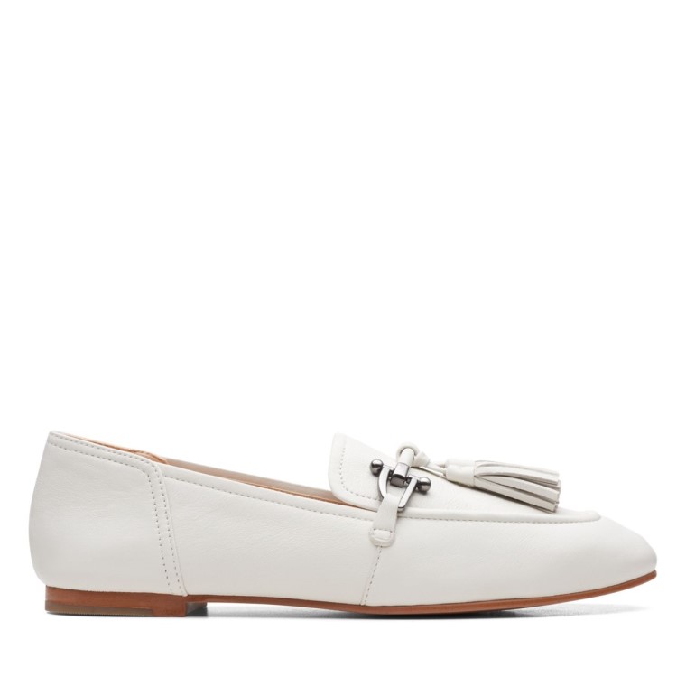 Cuero Blanco Pure 2 Borlas Cuero Blanco Clarks