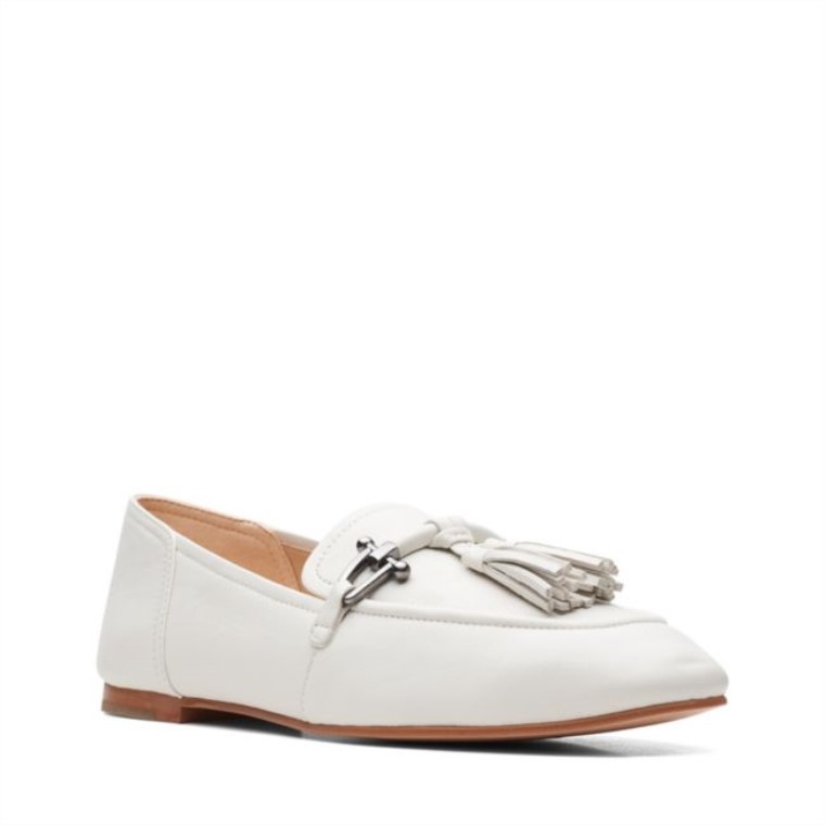Cuero Blanco Pure 2 Borlas Cuero Blanco Clarks
