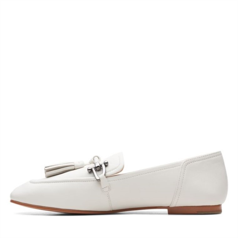 Cuero Blanco Pure 2 Borlas Cuero Blanco Clarks