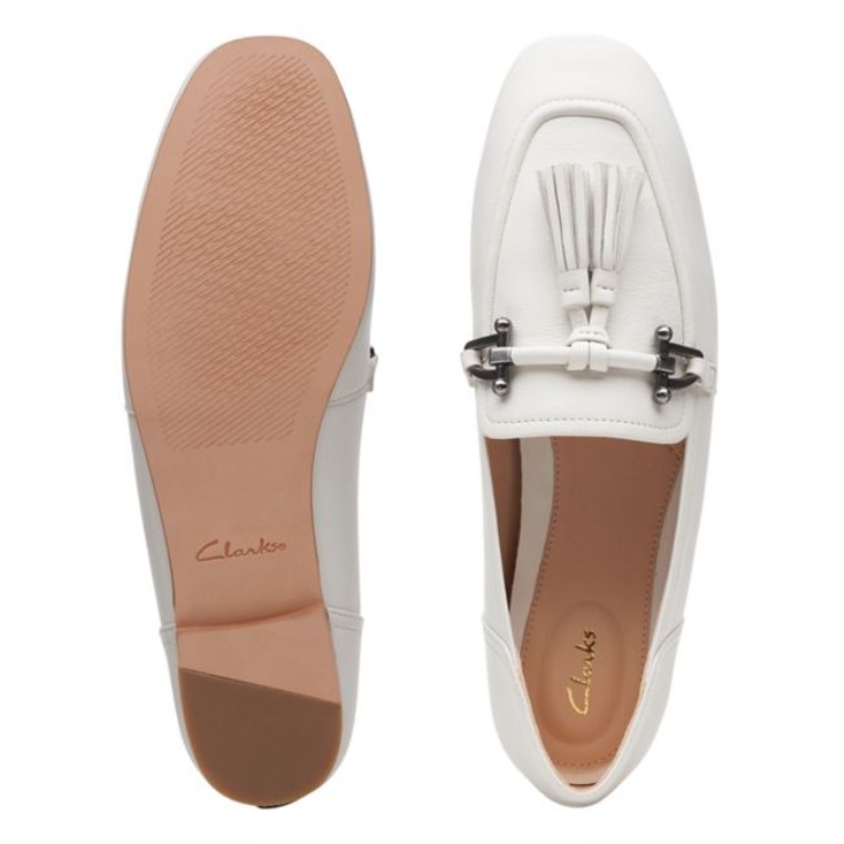 Cuero Blanco Pure 2 Borlas Cuero Blanco Clarks