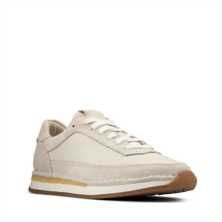 Gamuza Blanca Clarks Craft Run Encaje Gamuza Blanca