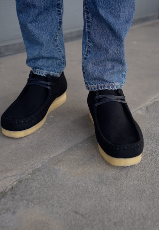 Zapatos Con Cordones Clarks Veganos Negros Wallabee Casuales