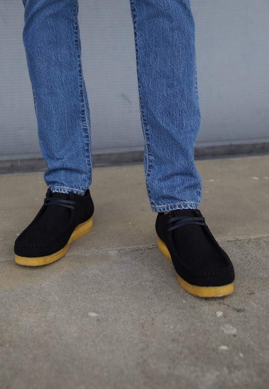 Zapatos Con Cordones Clarks Veganos Negros Wallabee Casuales