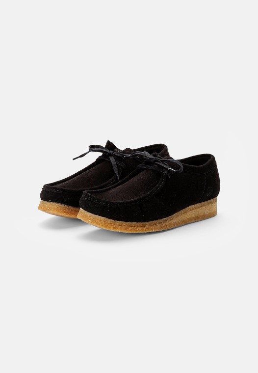 Zapatos Con Cordones Clarks Veganos Negros Wallabee Casuales