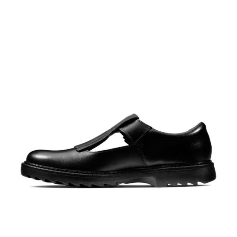 Asher Verve Jnr F Fit Clarks Cuero Negro