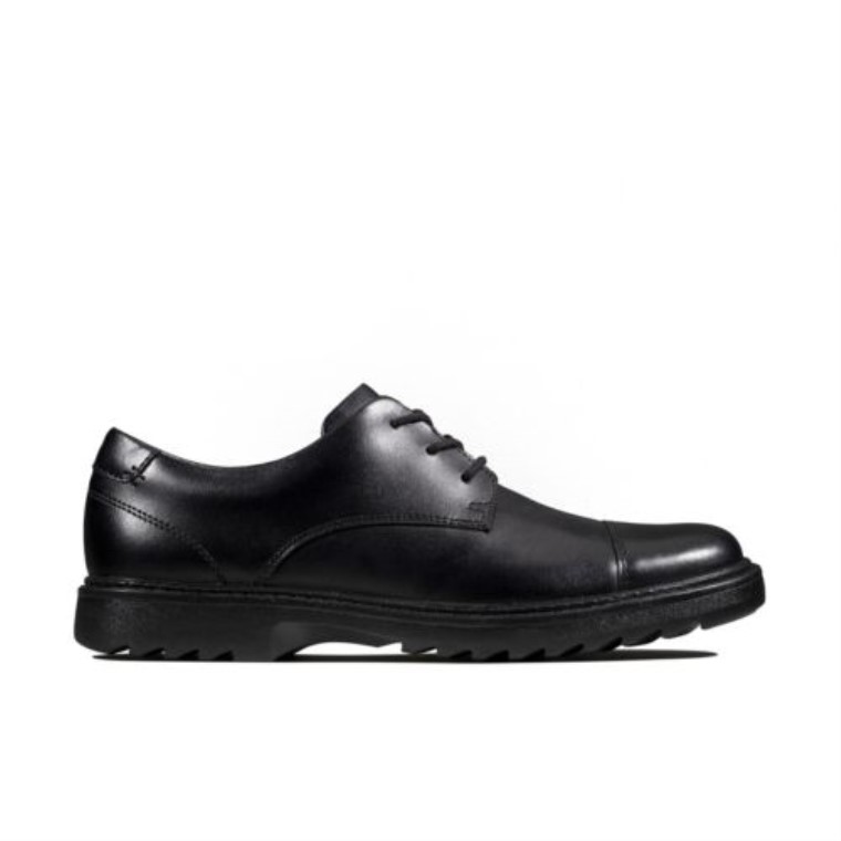 Cuero Negro Asher Se Eleva Jnr F Ajuste Clarks